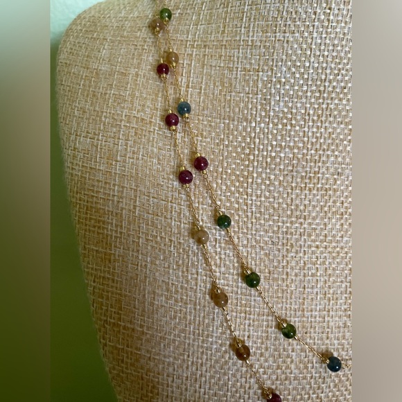 Elegant Multicolor Glass Bead Station Necklace - Picture 3 of 6